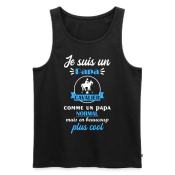 papa cool cavalier, cadeau fête des pères - Débardeur bio Premium Homme - noir - Devant - Michal (187cm)
