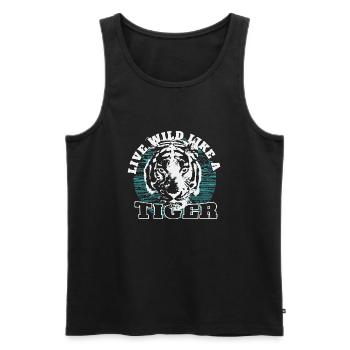 Tiger - Männer Premium Bio Tank Top - Schwarz - Vorne - Michal (187cm)