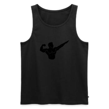 Bodybuilding - Männer Premium Bio Tank Top - Schwarz - Vorne - Michal (187cm)