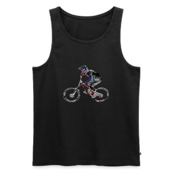 Mountainbike MTB bergab - Männer Premium Bio Tank Top - Schwarz - Vorne - AI Model Male 178 light (178cm)