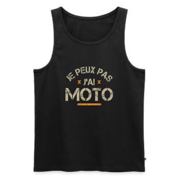 je peux pas j’ai moto cadeau papa fête des père - Débardeur bio Premium Homme - noir - Devant - Michal (187cm)