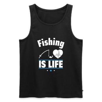 La pêche, c’est la vie, pêche, pêcheur - Débardeur bio Premium Homme - noir - Devant - Michal (187cm)