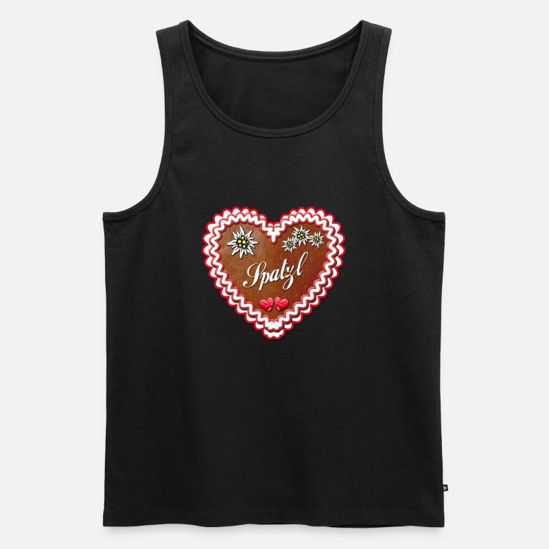 Lebkuchenherz Spatzl - Männer Premium Bio Tank Top - Schwarz