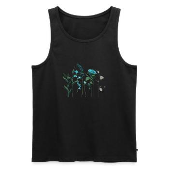 Turquoise Green Flowers & Herbs - Men's Premium Organic Tank Top - black - Front - AI Model Male 178 light (178cm)