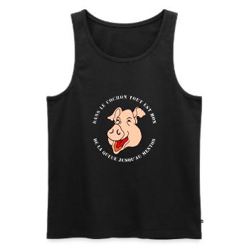 COCHON - Débardeur bio Premium Homme - noir - Devant - Michal (187cm)