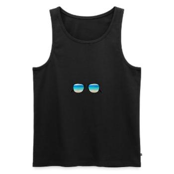 Glasses with sea view design - Men's Premium Organic Tank Top - black - Front - AI Model Male 178 light (178cm)