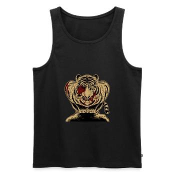 Tigre horreur monstre jungle halloween monstre - Débardeur bio Premium Homme - noir - Devant - AI Model Male 178 light (178cm)
