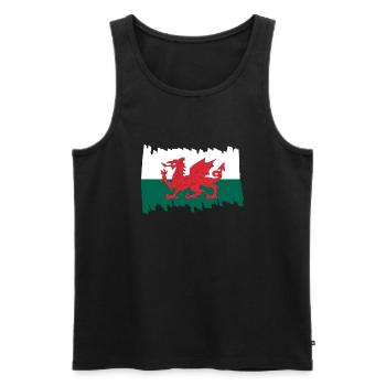 Wales National Flag - brush vertical - Men's Premium Organic Tank Top - black - Front - Michal (187cm)