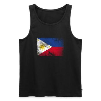 Drapeau des Philippines - grunge vintage - Débardeur bio Premium Homme - noir - Devant - Michal (187cm)