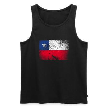 Chile Flag - Vintage Grunge - Men's Premium Organic Tank Top - black - Front - AI Model Male 178 light (178cm)