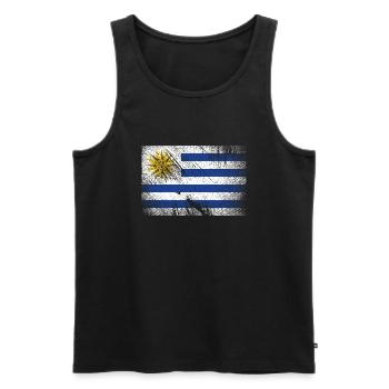 Uruguay Flag - Vintage Grunge - Men's Premium Organic Tank Top - black - Front - AI Model Male 178 light (178cm)