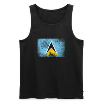 Saint Lucia Flagge - Vintage Grunge - Männer Premium Bio Tank Top - Schwarz - Vorne - AI Model Male 178 light (178cm)
