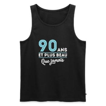 Cadeau anniversaire homme 90 ans et plus beau que - Débardeur bio Premium Homme - noir - Devant - Michal (187cm)