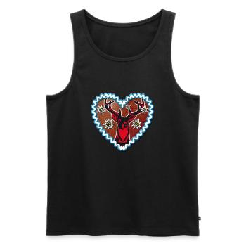 02 Lebkuchenherz Hirsch Edelweiss Enzian Hirschkop - Männer Premium Bio Tank Top - Schwarz - Vorne - Michal (187cm)