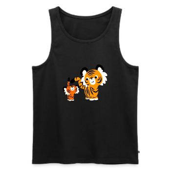 Cute Cartoon Small and Big Tigers by Cheerful - Men's Premium Organic Tank Top - black - Front - Michal (187cm)