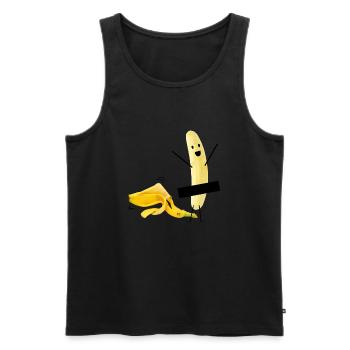 Lustige Banane nackt Striptease Geschenkidee - Männer Premium Bio Tank Top - Schwarz - Vorne - Michal (187cm)