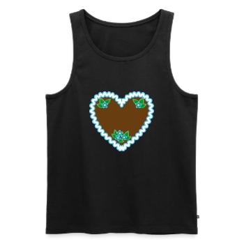 05 Lebkuchenherz Blumchen Dein Text Wunschtext - Männer Premium Bio Tank Top - Schwarz - Vorne - Michal (187cm)