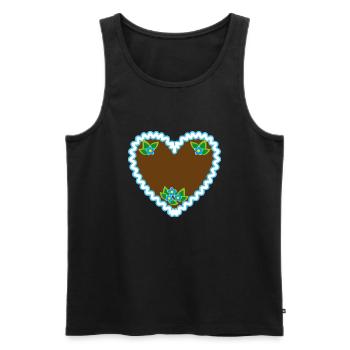 72 Lebkuchenherz Dein Text Blumen - Männer Premium Bio Tank Top - Schwarz - Vorne - Michal (187cm)