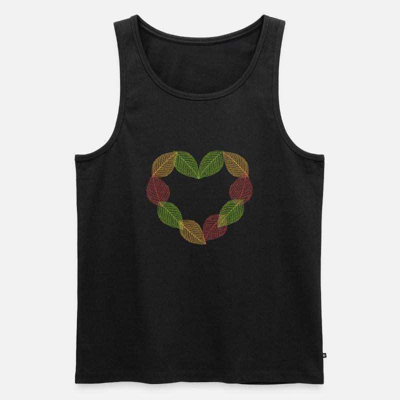 Herz aus Blättern - Männer Premium Bio Tank Top - Schwarz