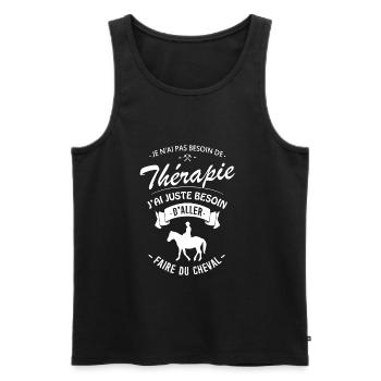 Tshirt Thérapie équitation - Faire du Cheval - Débardeur bio Premium Homme - noir - Devant - Michal (187cm)