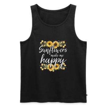 Sonnenblume Glücklich Geschenk - Männer Premium Bio Tank Top - Schwarz - Vorne - Michal (187cm)