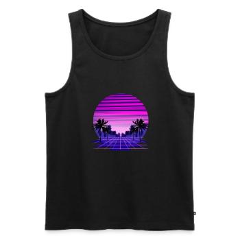 Miami Retro - retrowave - synthwave - Men's Premium Organic Tank Top - black - Front - Michal (187cm)