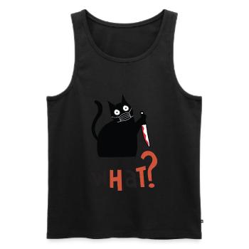 Cat What Black Cat Shirt Murderous Cat With Knife - Men's Premium Organic Tank Top - black - Front - Michal (187cm)