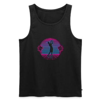 Golf Golfen Golfer Retro Vintage Retrowave - Männer Premium Bio Tank Top - Schwarz - Vorne - AI Model Male 178 light (178cm)