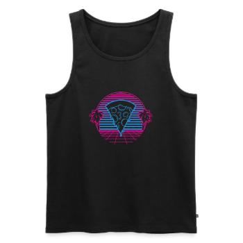 Pizza Pizzeria Rétro Vintage Retro wave - Débardeur bio Premium Homme - noir - Devant - AI Model Male 178 light (178cm)