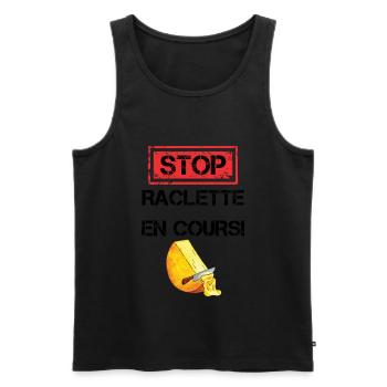 Stop raclette en cours cadeau - Débardeur bio Premium Homme - noir - Devant - Michal (187cm)