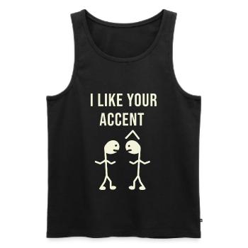 J’aime ton hummor de musique d’accent - Débardeur bio Premium Homme - noir - Devant - Michal (187cm)