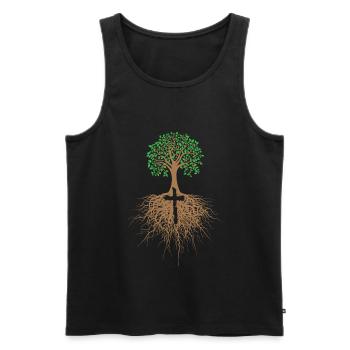 Baum mit Kreuz Religion Jesus Christus - Männer Premium Bio Tank Top - Schwarz - Vorne - Michal (187cm)