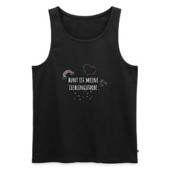 Bunt ist meine Lieblingsfarbe, bunt, Regenbogen - Männer Premium Bio Tank Top - Schwarz - Vorne - AI Model Male 178 light (178cm)