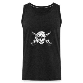 Pirate's head buccaneer eye patch gift - Men's Premium Organic Tank Top - charcoal grey - Front - Alexander (188cm)