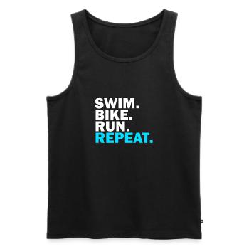 Triathlon - SWIM BIKE RUN REPEAT - Männer Premium Bio Tank Top - Schwarz - Vorne - Michal (187cm)