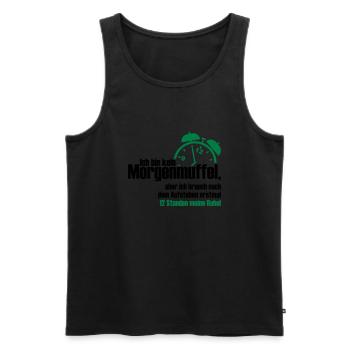 kein Morgenmuffel - Männer Premium Bio Tank Top - Schwarz - Vorne - AI Model Male 178 light (178cm)