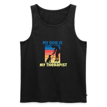 Hund Besitzer Geschenk - mein Hund ist mein Therapeut - Männer Premium Bio Tank Top - Schwarz - Vorne - AI Model Male 178 light (178cm)