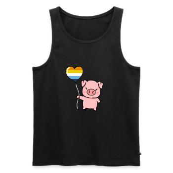 Pig Heart Balloon Aroace Pride - Men's Premium Organic Tank Top - black - Front - AI Model Male 178 light (178cm)