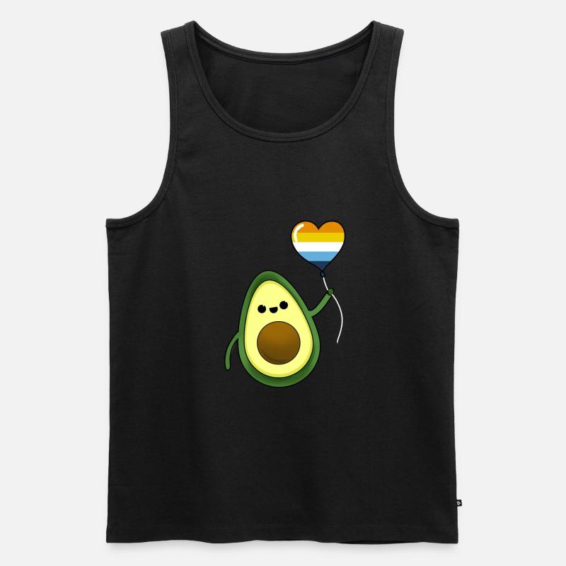 Avocado mit Aroace Pride Luftballon - Männer Premium Bio Tank Top - Schwarz