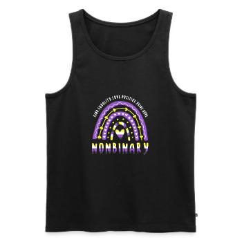 Nonbinary Pride Arc-en-ciel non binaire - Débardeur bio Premium Homme - noir - Devant - Michal (187cm)