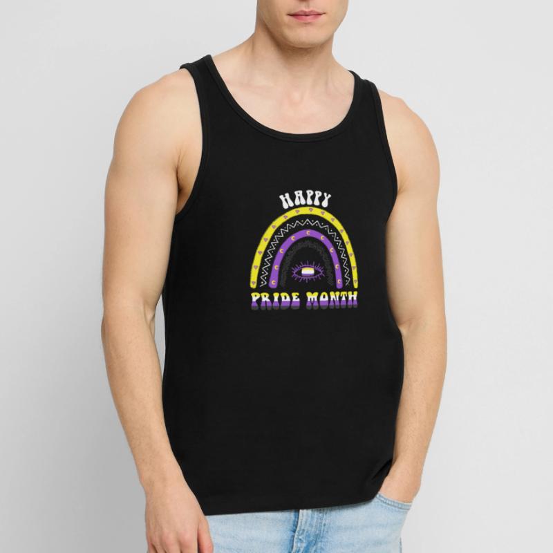 Boho Rainbow Happy Pride Month Nonbinary Men's Premium Organic Tank Top