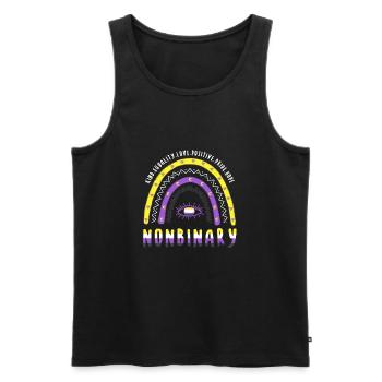 Boho Regenbogen Nonbinary - Männer Premium Bio Tank Top - Schwarz - Vorne - Michal (187cm)