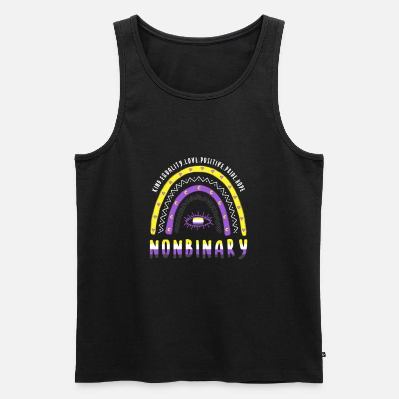 Boho Regenbogen Nonbinary - Männer Premium Bio Tank Top - Schwarz