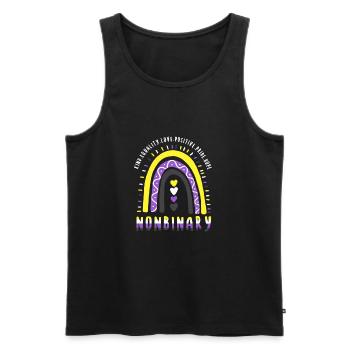 Nonbinary Boho Regenbogen - Männer Premium Bio Tank Top - Schwarz - Vorne - Michal (187cm)
