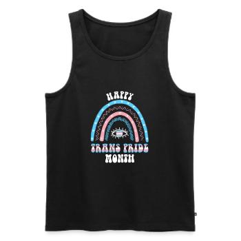 Rainbow Happy Trans Pride Mois Transgenre - Débardeur bio Premium Homme - noir - Devant - AI Model Male 178 light (178cm)