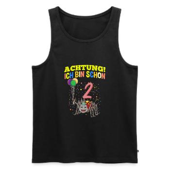 Achtung Ich Bin Schon 2 Tier Geburtstag Spinne - Männer Premium Bio Tank Top - Schwarz - Vorne - Michal (187cm)