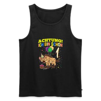Achtung Ich Bin Schon 1 Tier Geburtstag Hyäne - Männer Premium Bio Tank Top - Schwarz - Vorne - Michal (187cm)