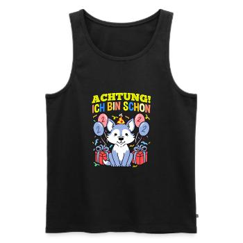 Achtung Ich Bin Schon 2 Geburtstag Wolf - Männer Premium Bio Tank Top - Schwarz - Vorne - Michal (187cm)