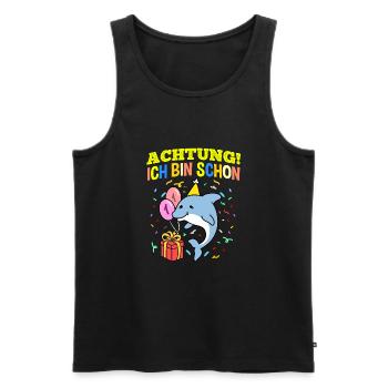 Achtung Ich Bin Schon 1 Tier Geburtstag Delfin - Männer Premium Bio Tank Top - Schwarz - Vorne - Michal (187cm)