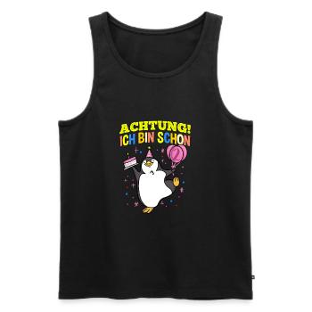 Achtung Ich Bin Schon 2 Geburtstag Pinguin - Männer Premium Bio Tank Top - Schwarz - Vorne - Michal (187cm)